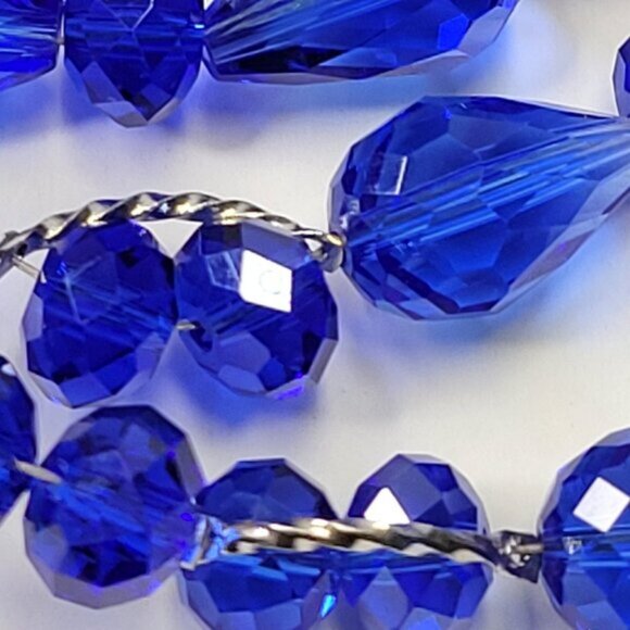 Cobalt Blue Dazzling Bead Long Necklace - Picture 6 of 8